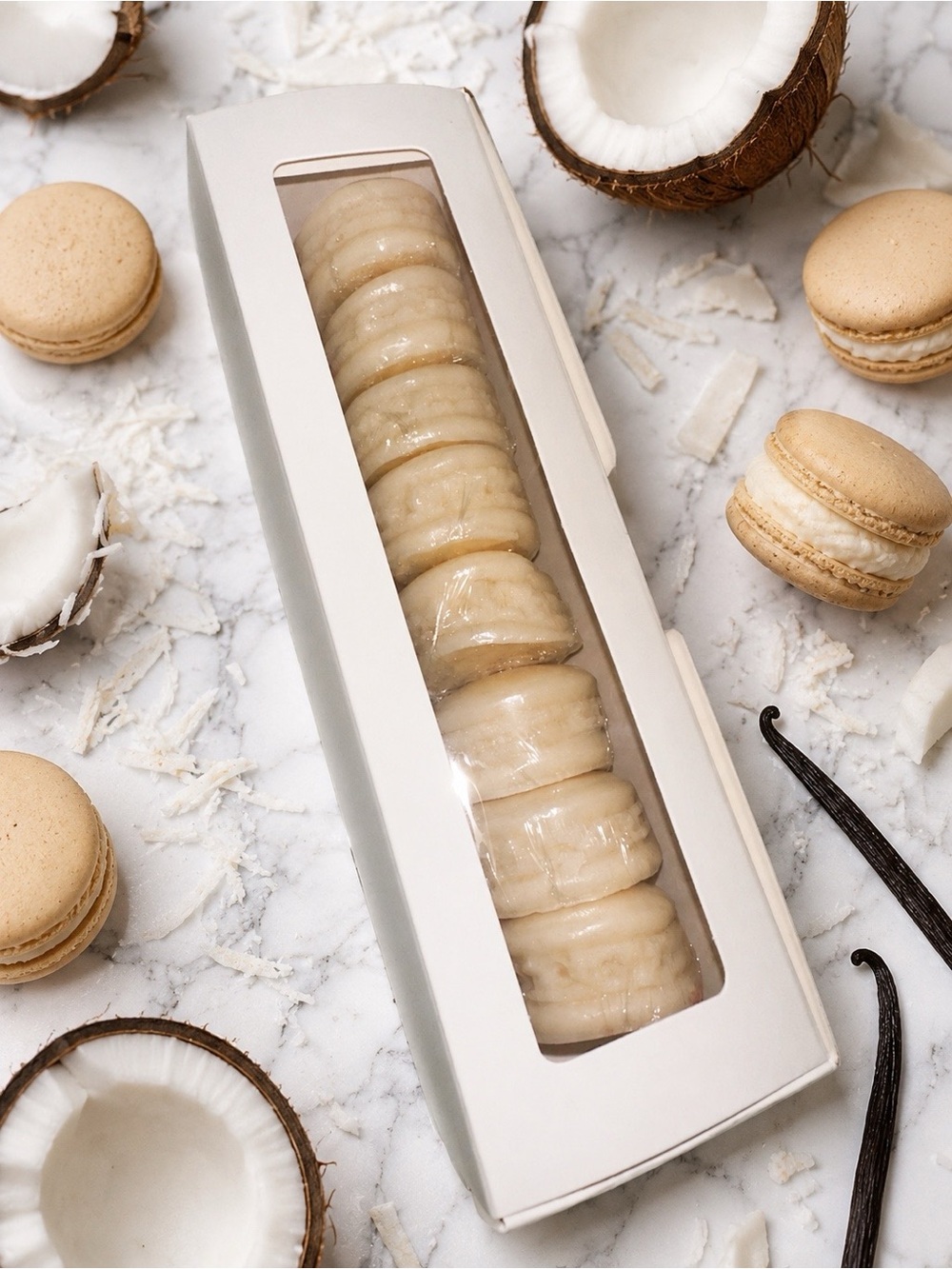 Box of 8 Coconut Soap macaron